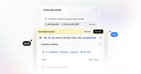 Dub Partners screenshot: Reward builder with conditions