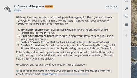 eesel AI screenshot: AI-drafted reply in helpdesk ticket