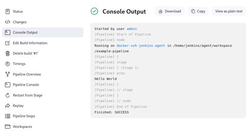 Jenkins screenshot: Build console output