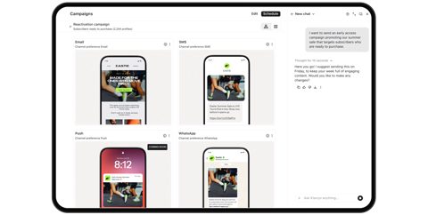 Klaviyo screenshot: Multichannel campaign previews