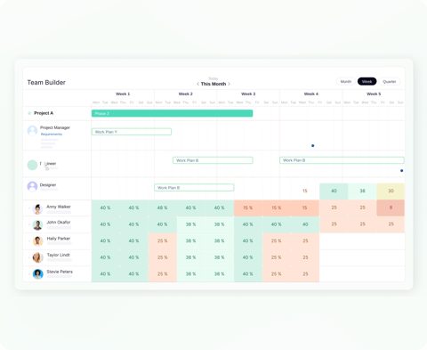 Mosaic screenshot: Resource management timeline