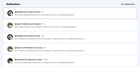 Tangled screenshot: Notifications list