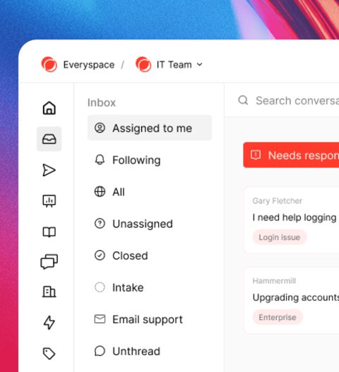 Unthread screenshot: Ticket inbox with filters