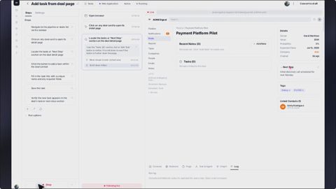 QA.tech screenshot: Test case run with step-by-step log