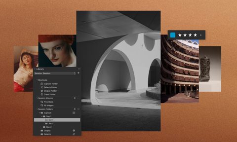 Capture One screenshot: Library and session folders