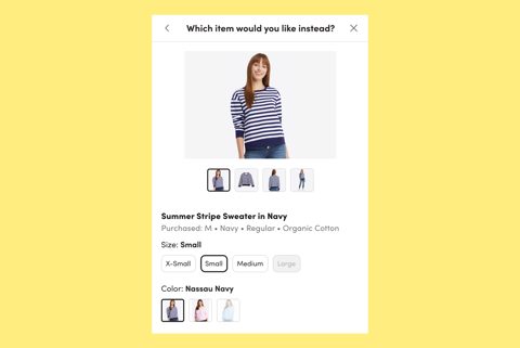 Happy Returns screenshot: Exchange item picker