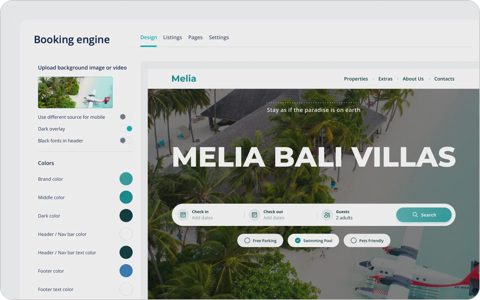 Hostaway screenshot: Direct booking website builder