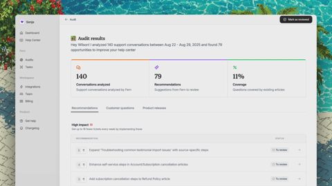 Ferndesk screenshot: Audit results with recommendations