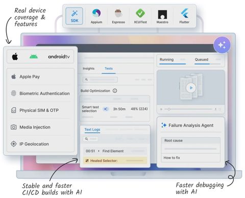 BrowserStack screenshot: App Automate real-device test run