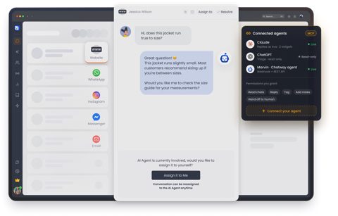 Chatway screenshot: AI agent handling a conversation
