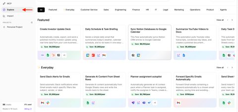 Activepieces screenshot: Template library