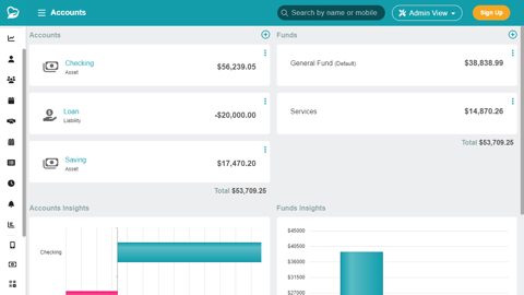 ChMeetings screenshot: Accounts and funds overview