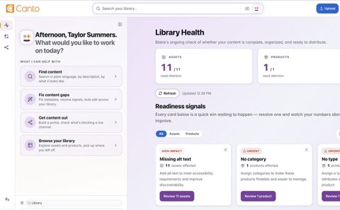 Canto screenshot: AI assistant library health overview