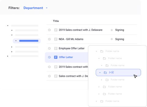 Concord screenshot: Contract repository with folders