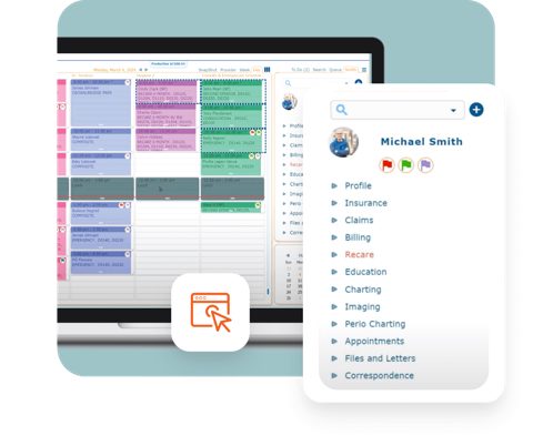 Curve Dental screenshot: Schedule with patient sidebar