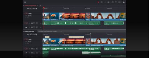 DaVinci Resolve screenshot: Multiple timelines in the edit page