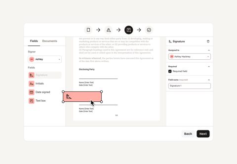 Dropbox Sign screenshot: Prepare a document for signature