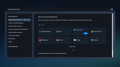 Descope screenshot: SSO setup suite