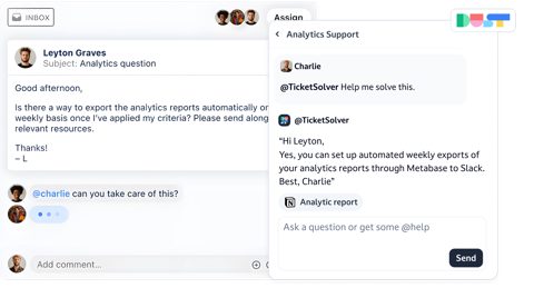 Dust screenshot: Support ticket with an AI agent reply