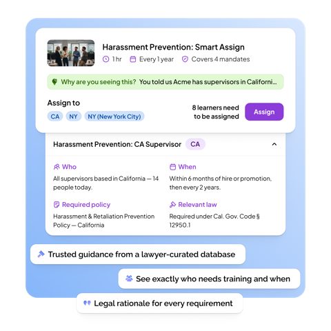EasyLlama screenshot: Compliance Advisor course assignment
