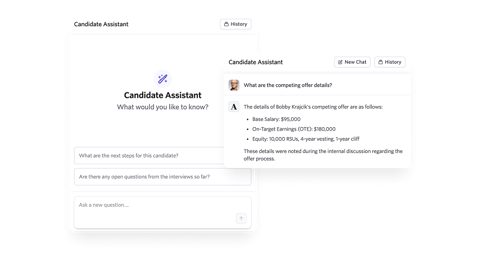 Ashby screenshot: Candidate assistant chat