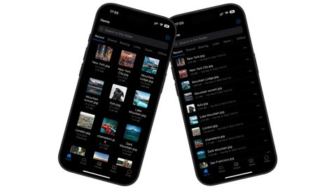 Filen screenshot: Mobile app file grid