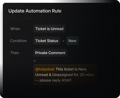 Gorelo screenshot: Ticket automation rule builder