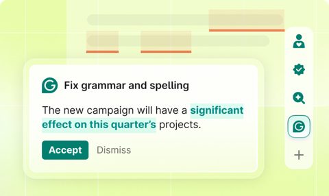 Grammarly screenshot: Grammar and spelling fix suggestion