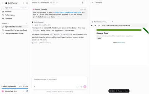 Gumloop screenshot: Agent workspace with chat and browser