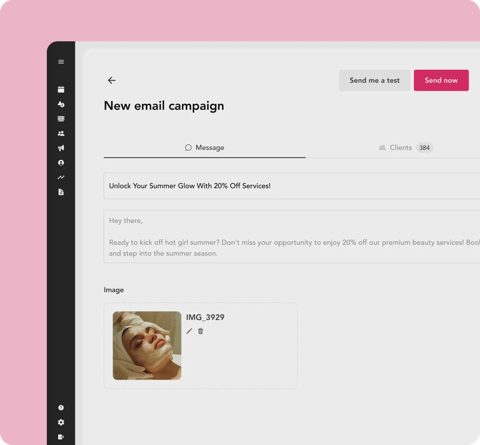 GlossGenius screenshot: Email campaign builder