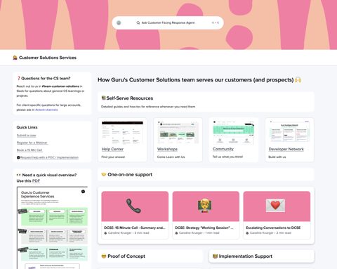 Guru screenshot: Team page with resources and ask-Guru search