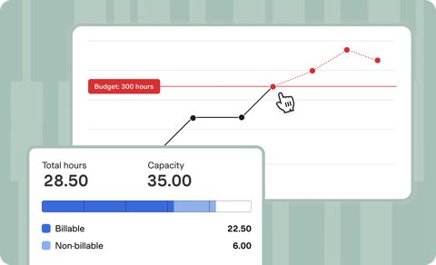 Harvest screenshot: Project budget and team capacity