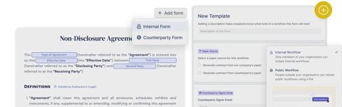 HyperStart CLM screenshot: Contract template and workflow creation