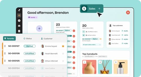 inFlow Inventory screenshot: Dashboard with open sales order list