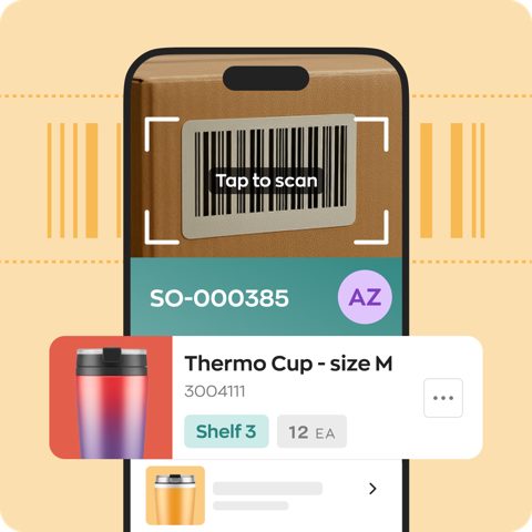 inFlow Inventory screenshot: Mobile app scanning a product barcode