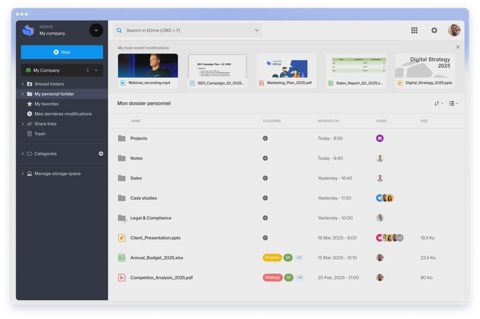 Infomaniak kSuite Pro screenshot: kDrive file browser