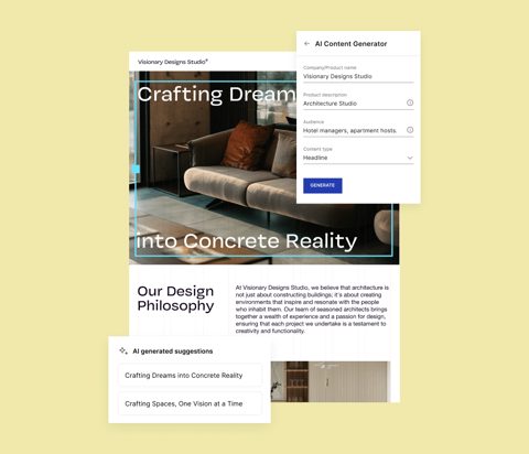 Instapage screenshot: AI content generator for landing pages