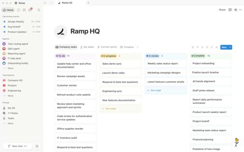Notion screenshot: Team workspace with project task board