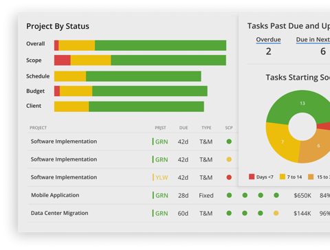 Kantata screenshot: Project status dashboard
