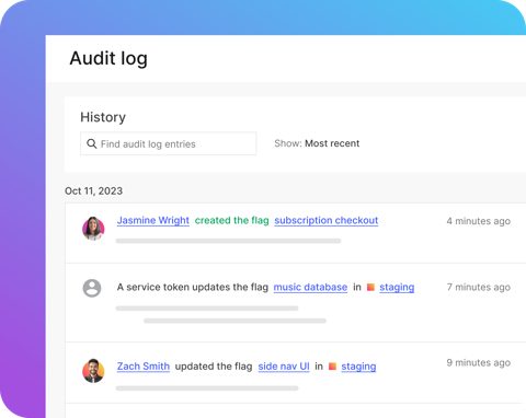 LaunchDarkly screenshot: Flag audit log history
